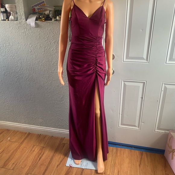 Honey and Rosie Red Ruched Maxi Gown - Picture 8 of 12